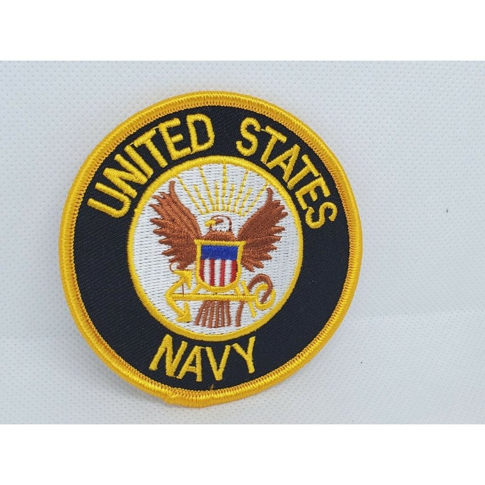 United States Patriotic Navy Logo Black Yellow Jacket Bag Sew On Patch